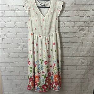 BloomChic White and Multicolor Floral Midi Dress Size 12